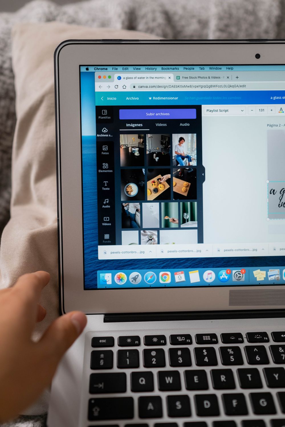Preparing visual content on a laptop